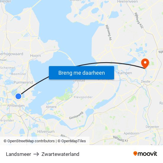 Landsmeer to Zwartewaterland map