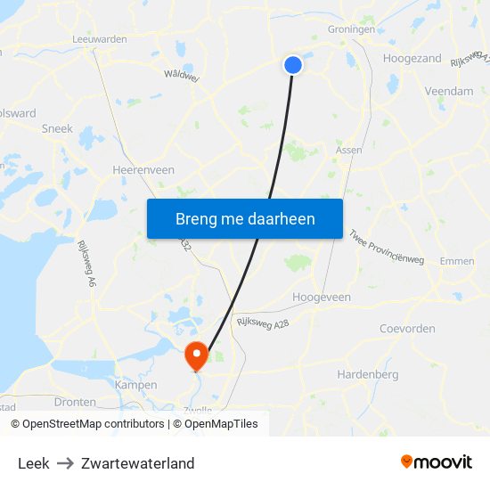 Leek to Zwartewaterland map
