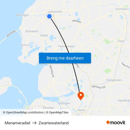 Menameradiel to Zwartewaterland map