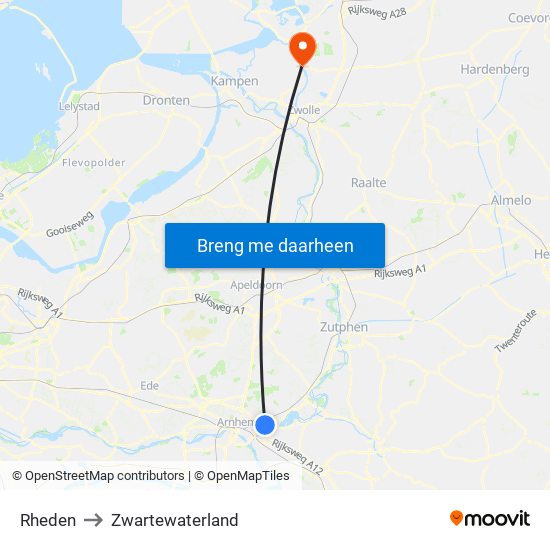 Rheden to Zwartewaterland map