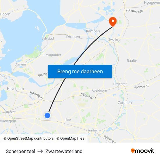 Scherpenzeel to Zwartewaterland map