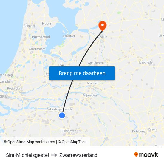 Sint-Michielsgestel to Zwartewaterland map