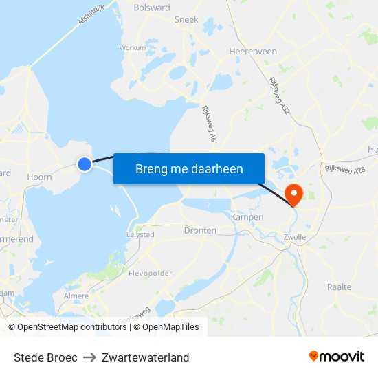 Stede Broec to Zwartewaterland map