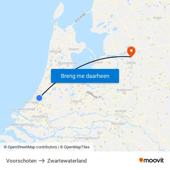 Voorschoten to Zwartewaterland map