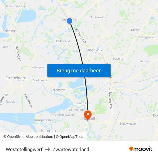 Weststellingwerf to Zwartewaterland map