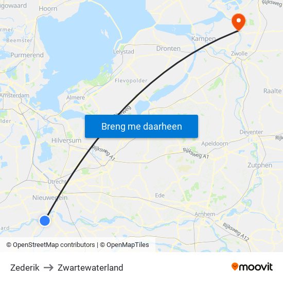 Zederik to Zwartewaterland map