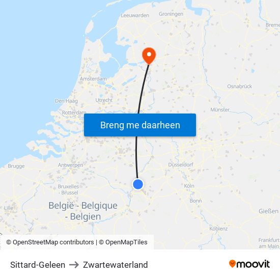 Sittard-Geleen to Zwartewaterland map