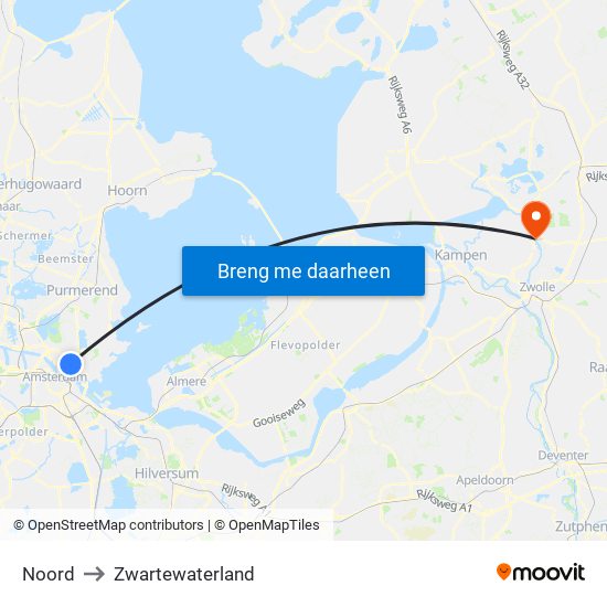 Noord to Zwartewaterland map