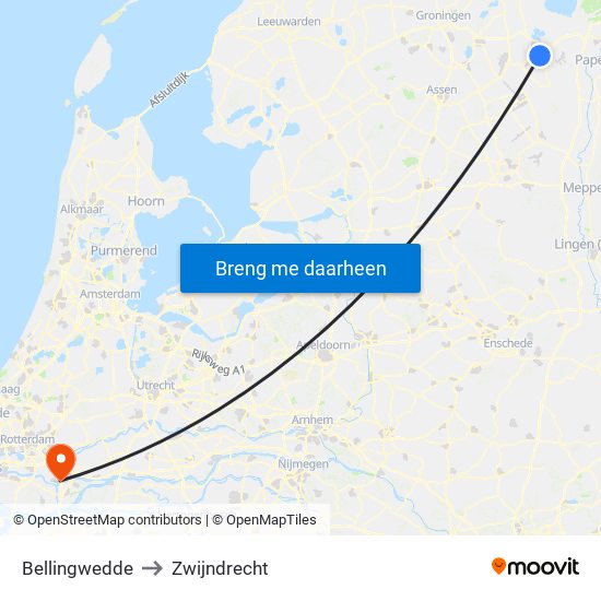 Bellingwedde to Zwijndrecht map