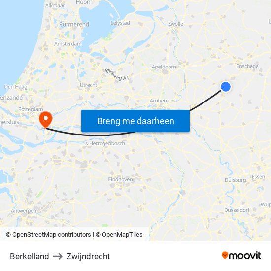 Berkelland to Zwijndrecht map