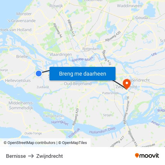 Bernisse to Zwijndrecht map