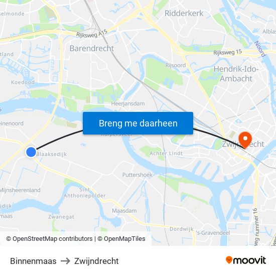 Binnenmaas to Zwijndrecht map