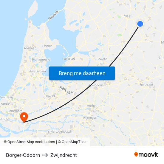 Borger-Odoorn to Zwijndrecht map