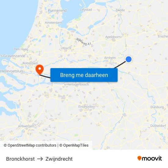 Bronckhorst to Zwijndrecht map