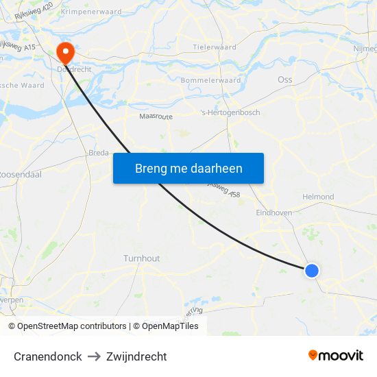 Cranendonck to Zwijndrecht map