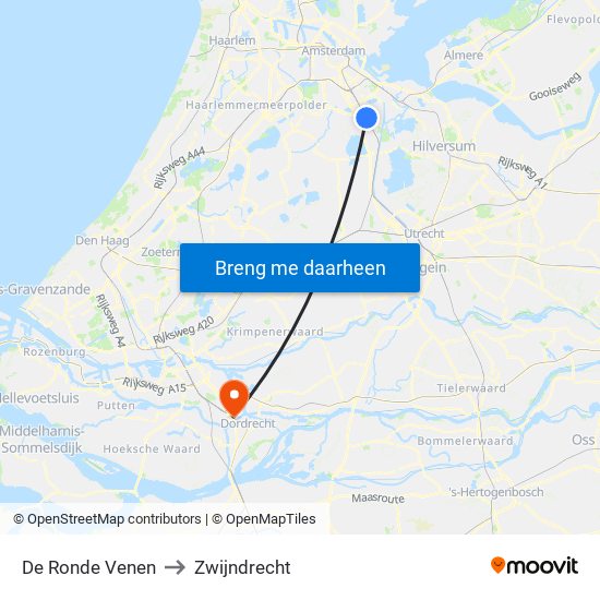 De Ronde Venen to Zwijndrecht map