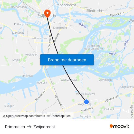 Drimmelen to Zwijndrecht map