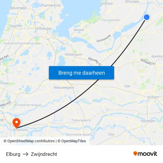 Elburg to Zwijndrecht map