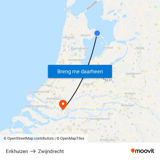 Enkhuizen to Zwijndrecht map