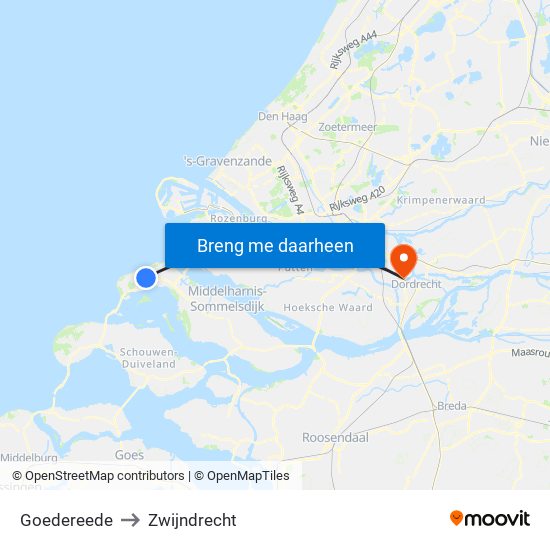 Goedereede to Zwijndrecht map