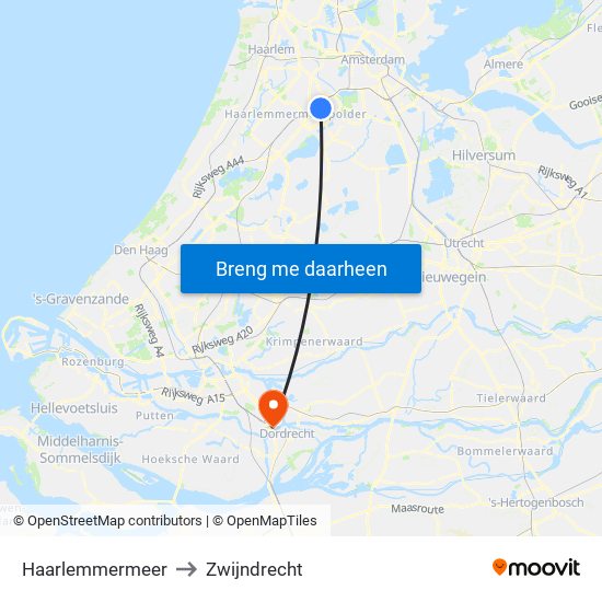 Haarlemmermeer to Zwijndrecht map