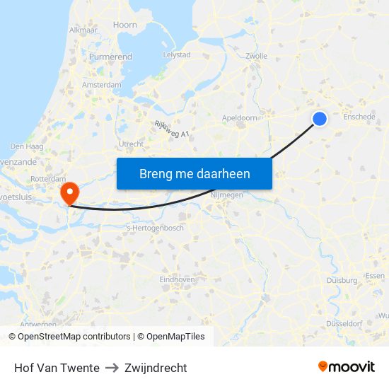 Hof Van Twente to Zwijndrecht map