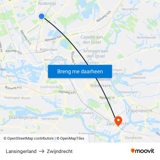 Lansingerland to Zwijndrecht map