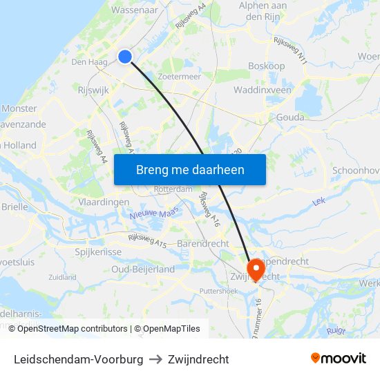 Leidschendam-Voorburg to Zwijndrecht map