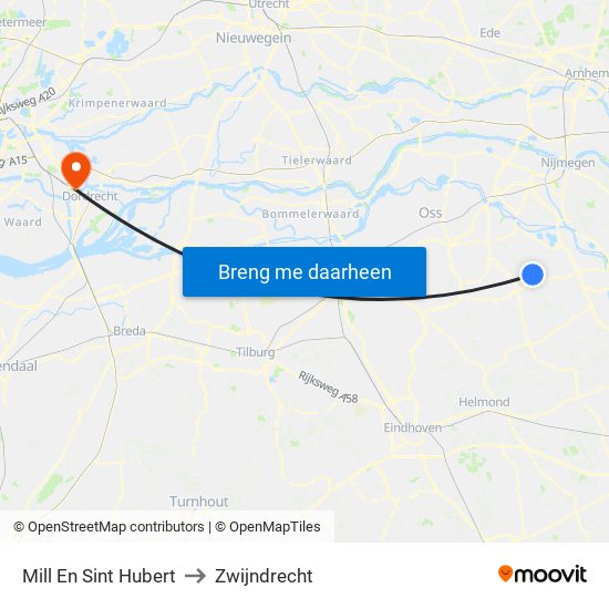 Mill En Sint Hubert to Zwijndrecht map