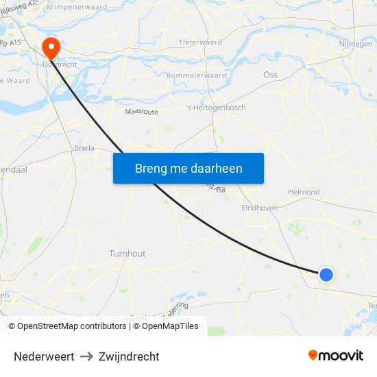 Nederweert to Zwijndrecht map