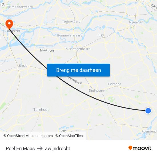 Peel En Maas to Zwijndrecht map