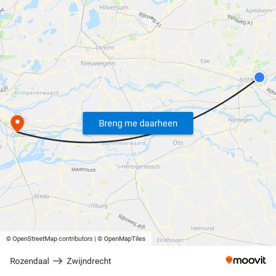 Rozendaal to Zwijndrecht map