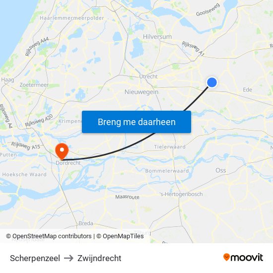 Scherpenzeel to Zwijndrecht map
