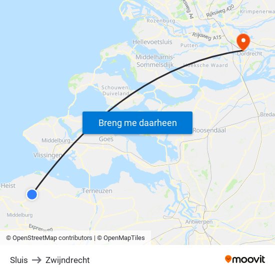 Sluis to Zwijndrecht map