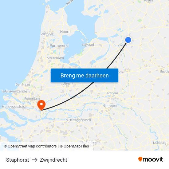 Staphorst to Zwijndrecht map