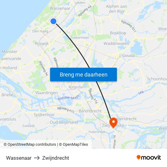 Wassenaar to Zwijndrecht map