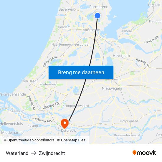 Waterland to Zwijndrecht map