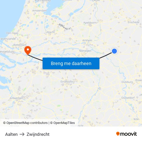 Aalten to Zwijndrecht map