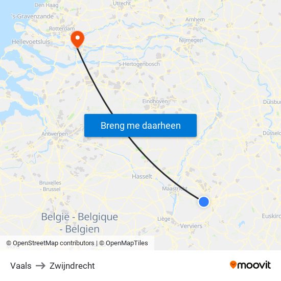 Vaals to Zwijndrecht map