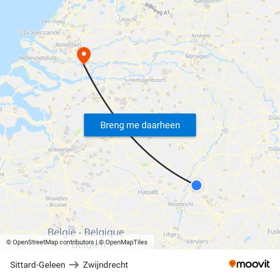 Sittard-Geleen to Zwijndrecht map