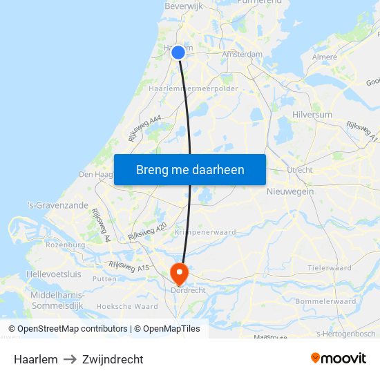 Haarlem to Zwijndrecht map