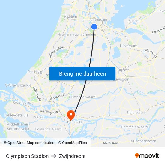 Olympisch Stadion to Zwijndrecht map