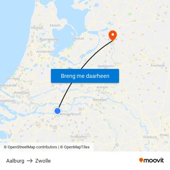 Aalburg to Zwolle map