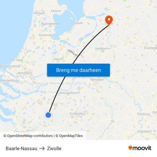 Baarle-Nassau to Zwolle map