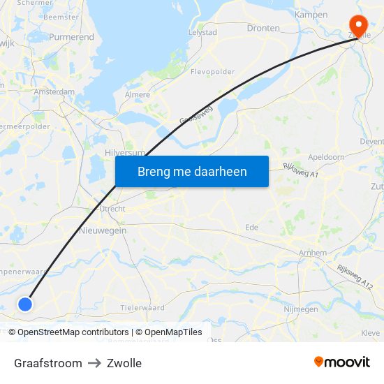 Graafstroom to Zwolle map