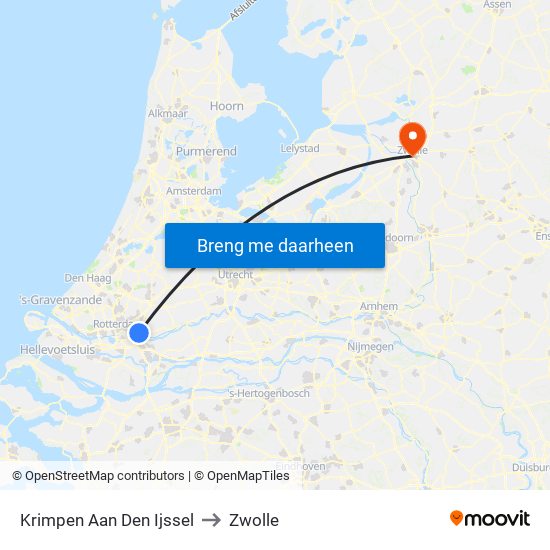 Krimpen Aan Den Ijssel to Zwolle map