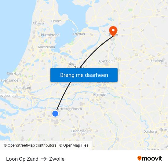 Loon Op Zand to Zwolle map