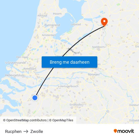 Rucphen to Zwolle map