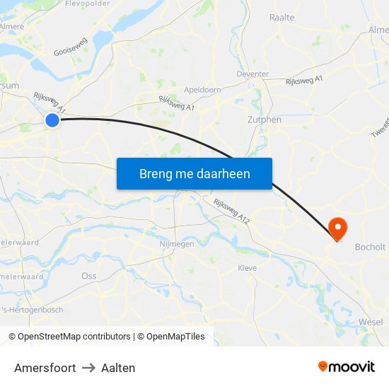 Amersfoort to Aalten map