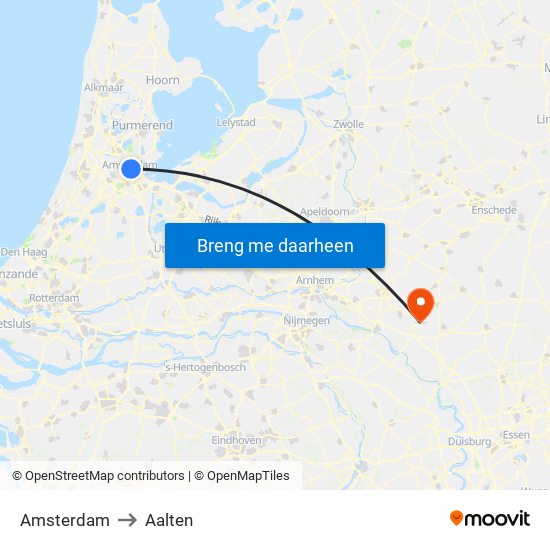 Amsterdam to Aalten map